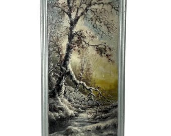 Vintage Impressionist Oil Painting: Winter Sunset, Mr. Shade, c. 1935