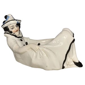 Sitzendorf Porcelain Pierrot Trinket Dish: Vintage Figural Decor