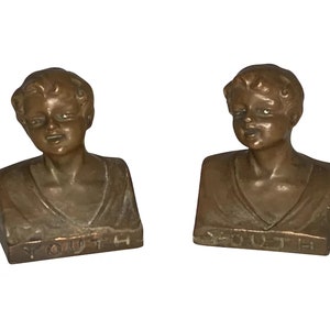 Weidlich Brothers Bronzed &quot;Youth&quot; Bust Bookends