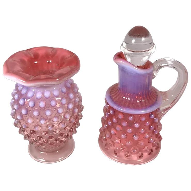 Fenton Cranberry Opalescent Glass Cruet - Etsy