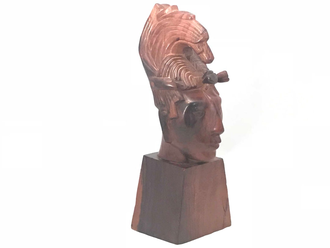 Jose Pinal Carved Wood Aztec Bust - Mid Century Modern Sculpture - Etsy