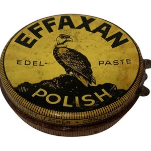 Vintage Shoe Polish Tin Effaxan c. 1930s FREE SHIPPING!