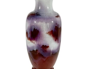 Sang de Boeuf Porcelain Vase: Oxblood Flambe Glaze, Signed Chinese Vase
