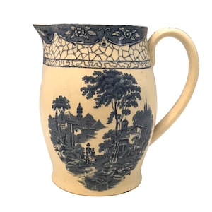 Adams Blue Transferware Pitcher: English Landscape Jug