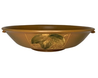 Cuenco de centro de cerámica Weller Velva, raro, Art Déco floral, c. 1928-1933