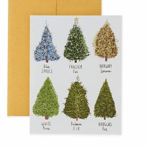 Gold Foil Decorated Christmas Trees Holiday card