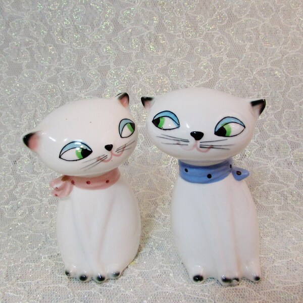 Siamese Salt Pepper Shakers, 1958 Holt Howard Cat Shakers, Squeakers WORK