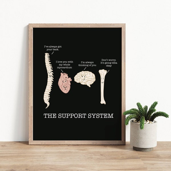 4 kleuren medische anatomie aanmoediging kunst humor print hart wervelkolom hersenen tibia digitale DOWNLOAD