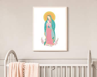 Our Lady of Guadalupe Pastel - Nursery Art Print - Baptism gift - Playroom - Nursery - DIGITAL DOWNLOAD