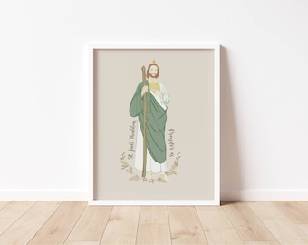 ST JUDE THADDEUS - Catholic Saint Art Print - Digital Download - Communion of Saints -Saint Series -  Quote