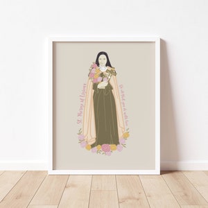 ST THERESE of LISIEUX- Catholic Saint Art Print - Digital Download - Communion of Saints -Saint Series -  Quote