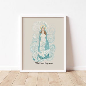 Festa de Nossa Senhora, Estrela do Mar, STELLA MARIS Santa Católica Art Print - Download Digital - Festas Católicas - Dias Litúrgicos