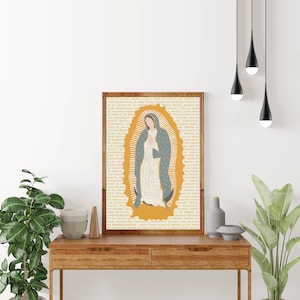 Lámina artística con texto de Nuestra Señora de Guadalupe en español DESCARGA DIGITAL