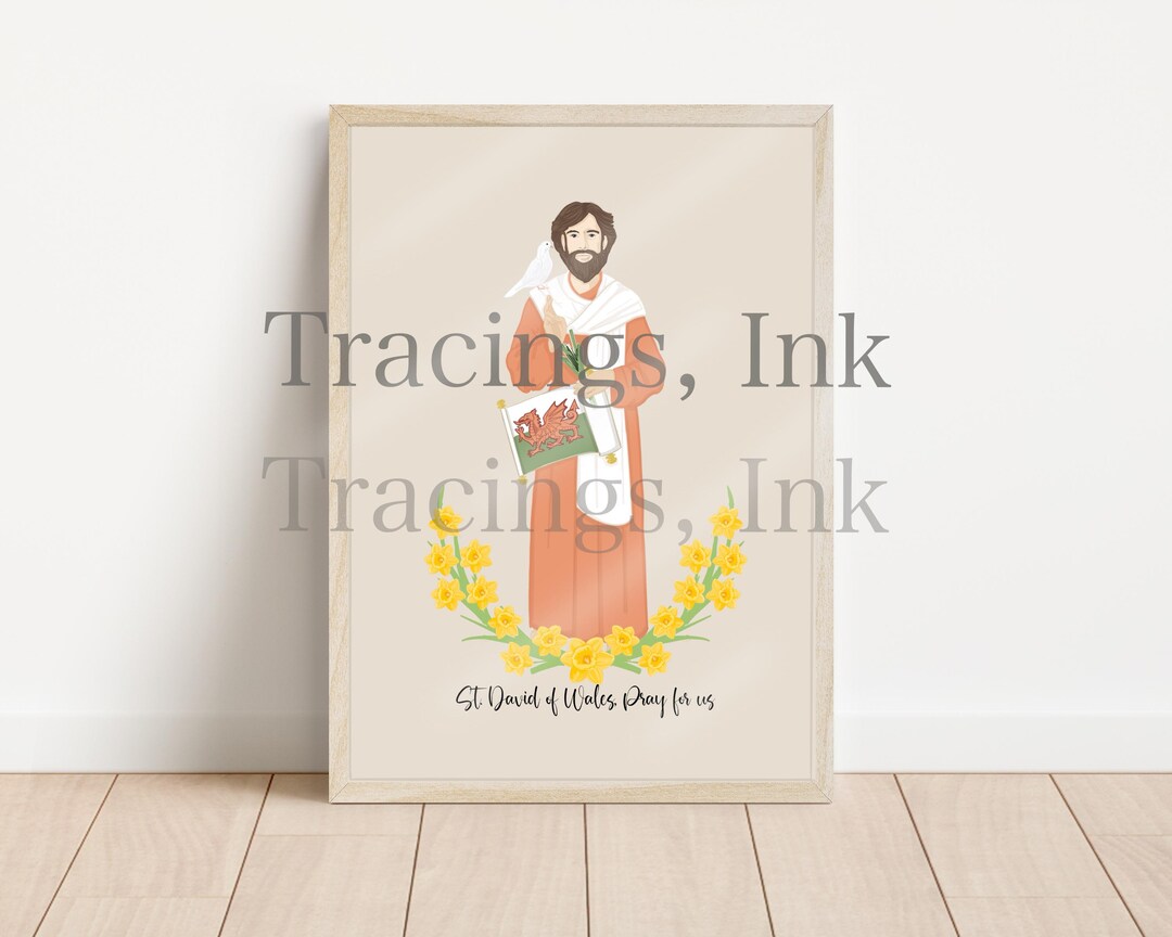 ST DAVID of WALES - Catholic Saint Art Print - Digital Download ...