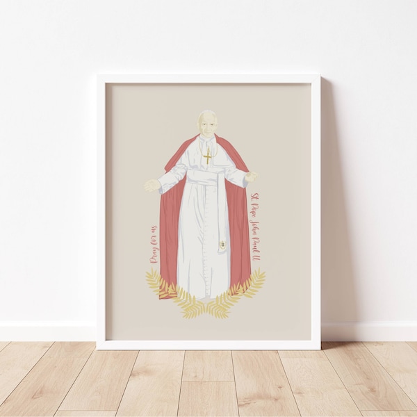 St POPE JOHN PAUL ii - Catholic Saint Art Print - Digital Download - Communion of Saints -Saint Series - Catholic School Class