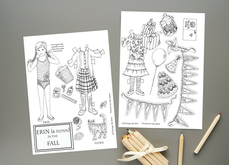 Printable PAPER DOLL Set-pdf Printable-erin in the Fall-color - Etsy