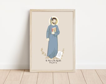 St. THOMAS de Apostel - katholieke heilige kunstafdruk - digitale download - communie der heiligen - serie heilige - katholieke schoolklas
