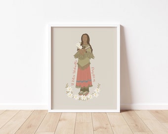 ST KATERI TEKAKWITHA - katholieke heilige kunstafdruk - digitale download - communie der heiligen - heilige serie - citaat