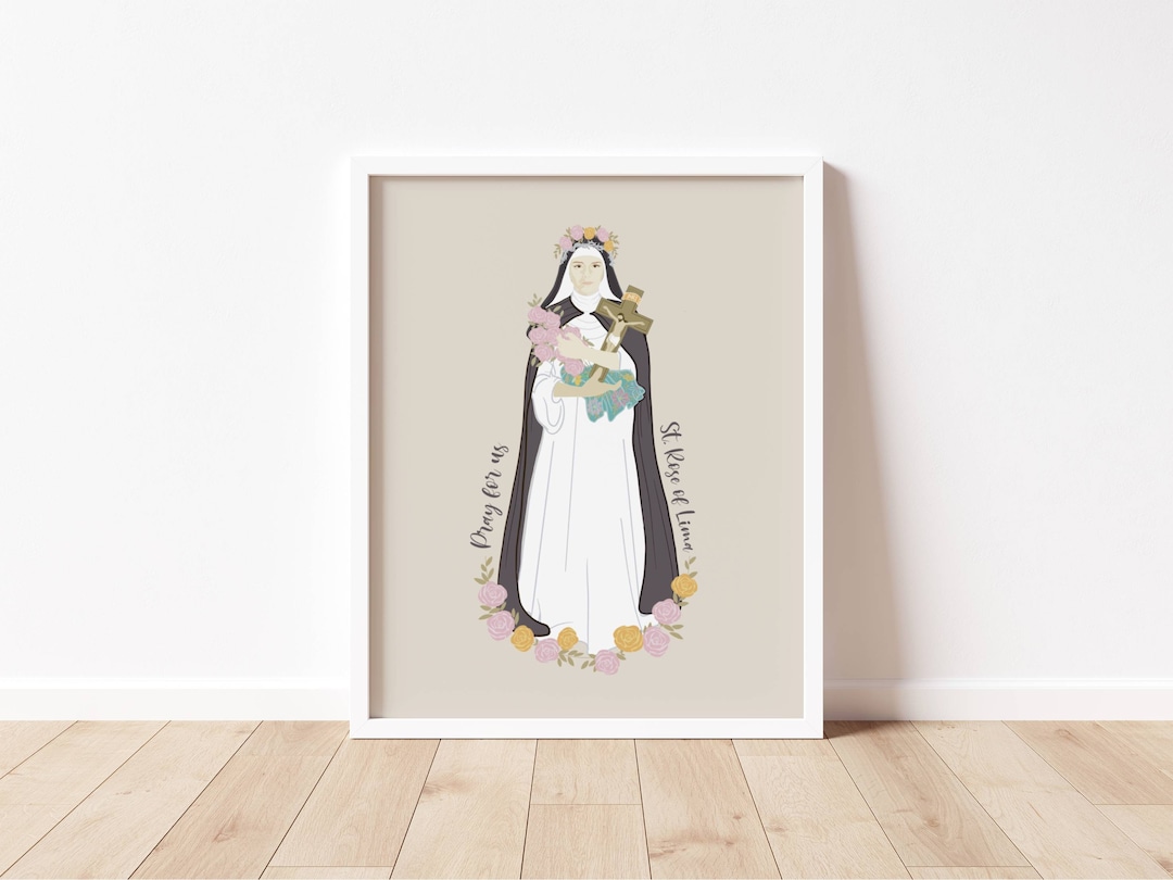St ROSE of LIMA Catholic Saint Art Print Digital Download Communion of