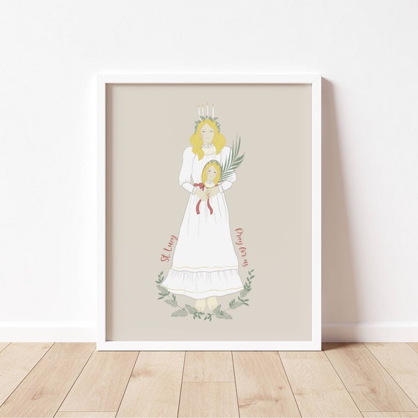 ST LUCY - Catholic Saint Art Print - Digital Download - Communion of Saints -Saint Series - Catholic School Class