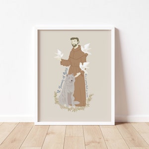 ST FRANCIS of ASSISI - Catholic Saint Art Print - Digital Download - Communion of Saints -Saint Series -  Quote