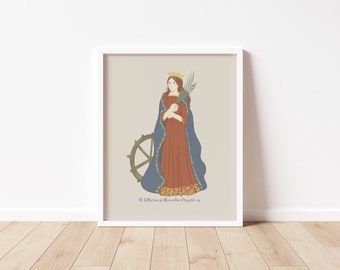 St. CATHERINE of ALEXANDRIA- Catholic Saint Art Print - Digital Download - Communion of Saints -Saint Series - Catholic School Class