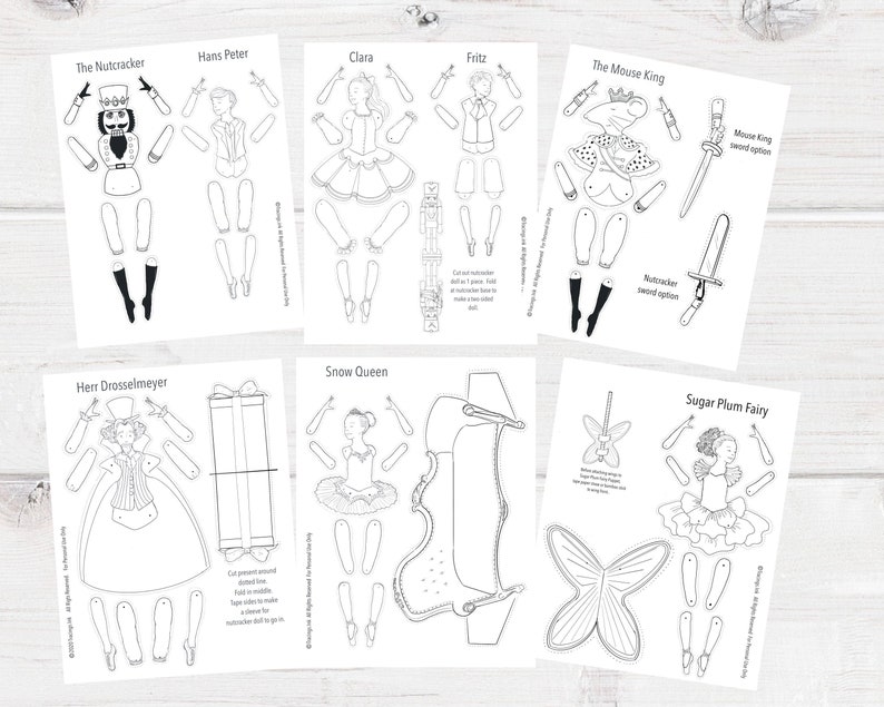 Nutcracker Ballet Printable Puppets Puppet Set PDF Instant - Etsy