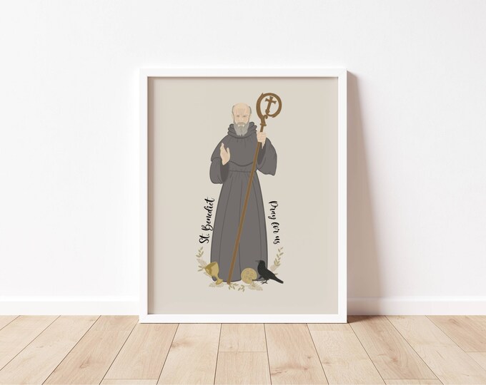 ST BENEDICT- Catholic Saint Art Print - Digital Download - Communion of ...