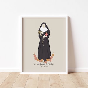 St JANE de CHANTEL - Catholic Saint Art Print - Digitale download - Communie of Saints - Saint Series - katholieke schoolklas