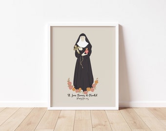 St JANE de CHANTEL - Catholic Saint Art Print - Digital Download - Communion of Saints -Saint Series - Catholic School Class