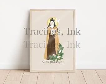 ST TERESA of AVILA - Catholic Saint Art Print - Digital Download - Communion of Saints -Saint Series
