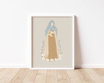 SANTA ISABEL - Madre de Juan el Bautista - Impresión artística de una santa católica - Descarga digital - Comunión de los santos - Serie de santos - Cita