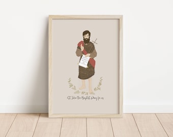 ST JOHN the BAPTIST - Catholic Saint Art Print - Digital Download - Communion of Saints -Saint Series - Catholic School Class