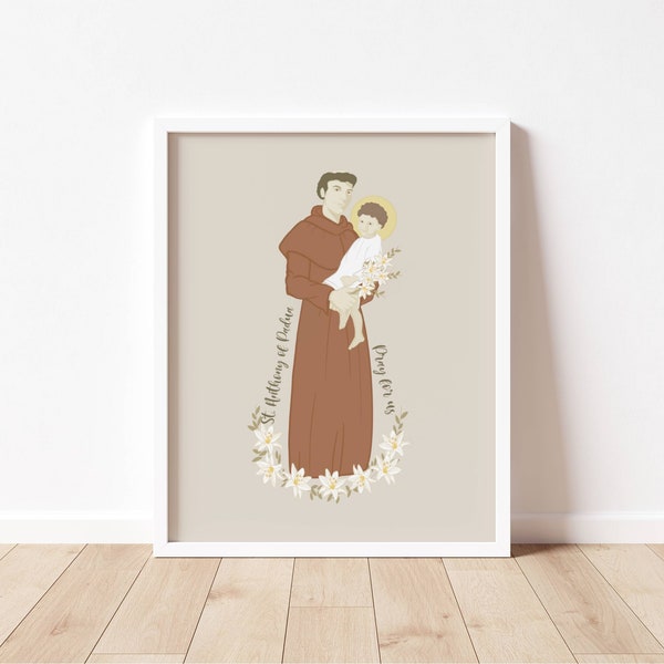 St ANTHONY OF PADUA - Catholic Saint Art Print - Digital Download - Communion of Saints -Saint Series - Catholic School Class