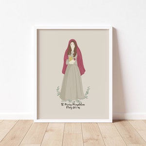 St MARY MAGDALENE - katholieke heilige kunstprint - digitale download - communie der heiligen - serie heilige - katholieke schoolklas
