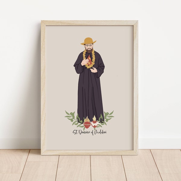 ST DAMIEN of MOLOKAI   - Catholic Saint Art Print - Digital Download - Communion of Saints -Saint Series