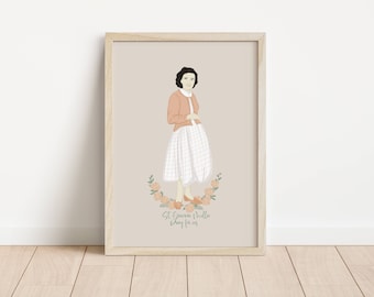 SANTA GIANNA MOLLA - Impresión artística de una santa católica - Descarga digital - Comunión de los santos - Serie de santos - Clase de escuela católica
