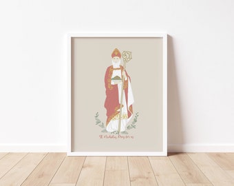 St. NICHOLAS - NICK - Catholic Saint Art Print - Digital Download - Communion of Saints -Saint Series - Catholic School Class