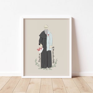 St MAXIMILIAN KOLBE - Katholischer Heiliger Kunstdruck - Digital Download - Kommunion der Heiligen -Saint Serie - Katholische Schulklasse