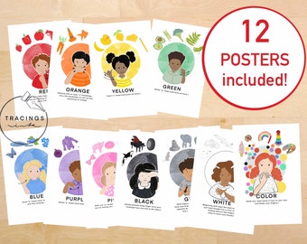 12 ASL COLOR POSTERS - Flashcards - Printable Sign Language - Educational Poster -Classroom Decor -Montessori Playroom Wall Art,  Homeschool