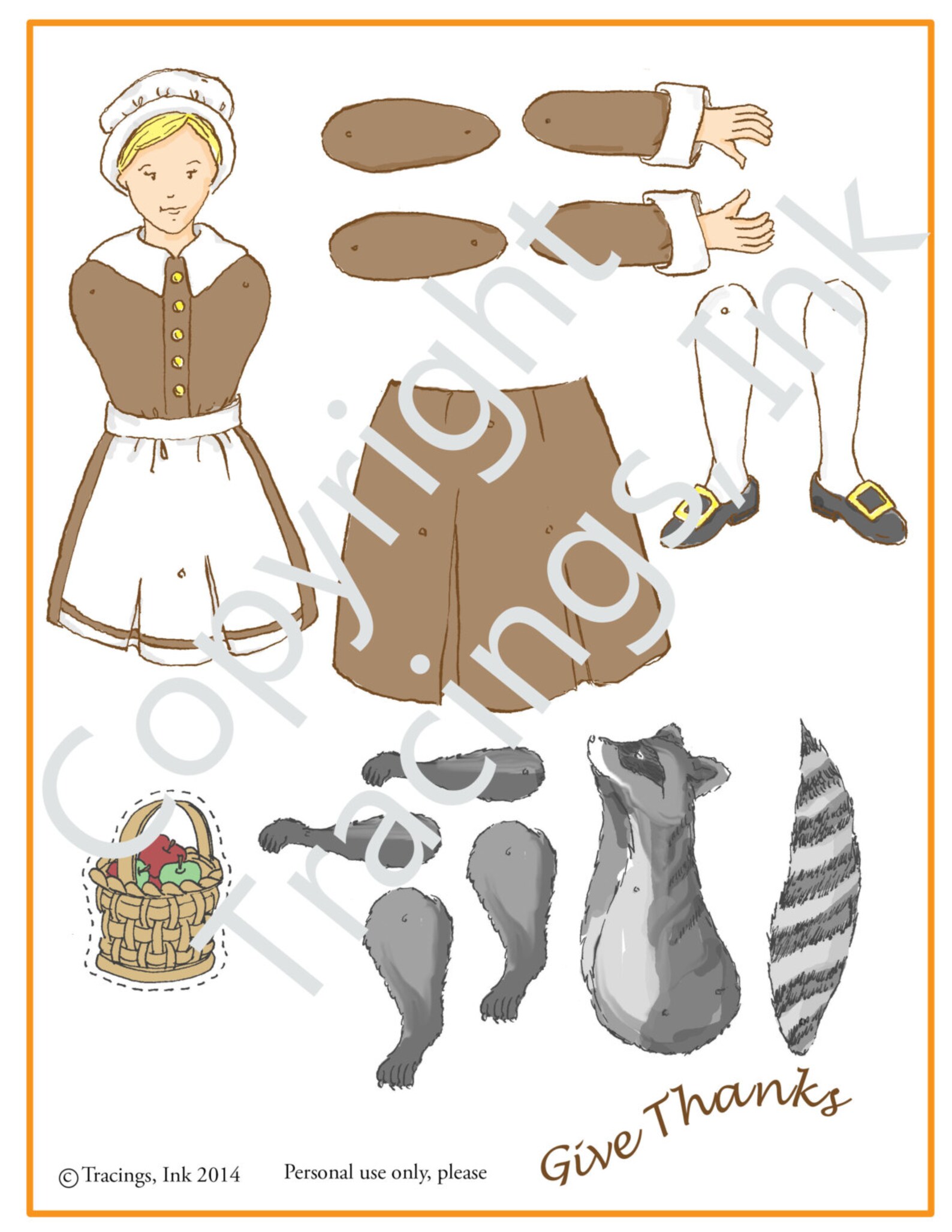 Paper Doll Set-PDF Printable-Fall Thanksgiving Kids | Etsy