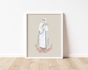 St MOTHER TERESA of CALCUTTA - Catholic Saint Art Print - Digital Download - Communion of Saints -Saint Series - Catholic School Class