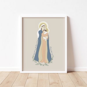 MARY - MOTHER of JESUS- Catholic Saint Art Print - Digital Download - Communion of Saints -Saint Series -  Quote