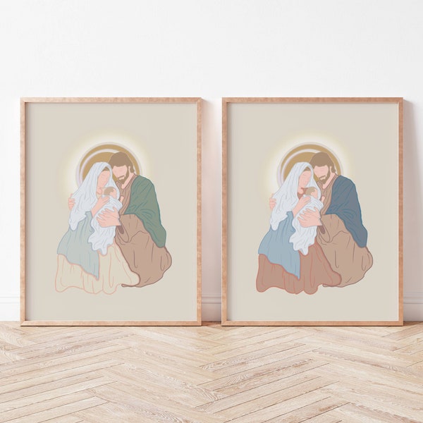 Catholic Printable Art MINIMALIST NATIVITY  Printable - Advent - Infant Jesus, Mary, Joseph- Holy Family
