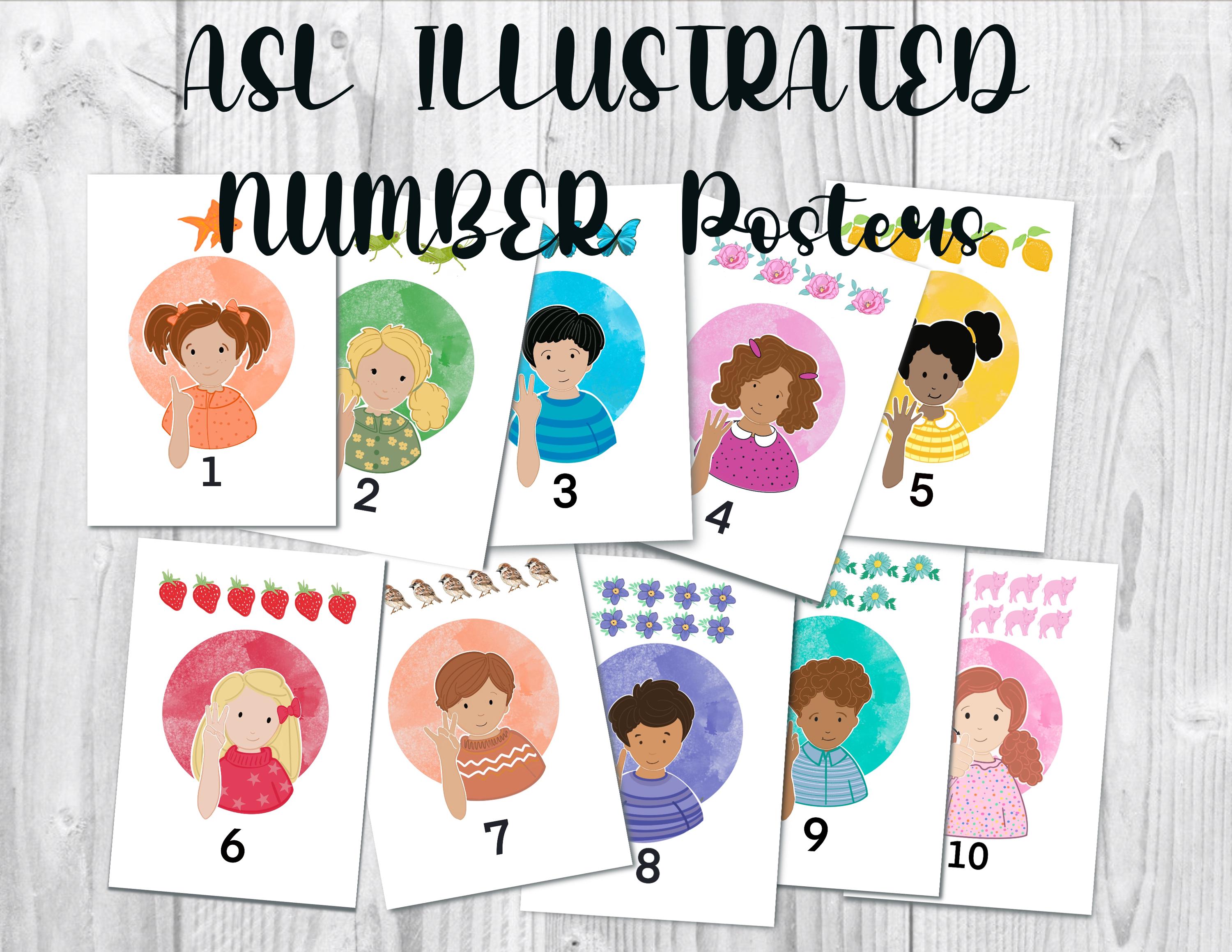 10 ASL NUMBER COUNTING Posters - Flashcards- Printable Sign Language ...