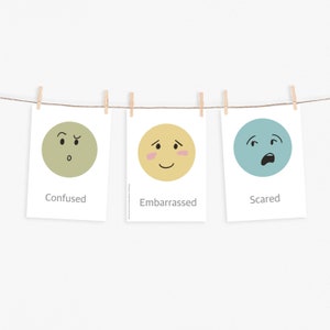 MY FEELINGS  MINIMALIST Simple Emotions Flashcards with 20 emotions -  Calm Corner - Classroom - Homeschool Printable - Preschool