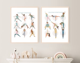 CALMING CORNER POSTER Printable Stretching, Breathing, Yoga - Educational Poster - Standing 1 - Classroom Decor - Homeschool - Preschool