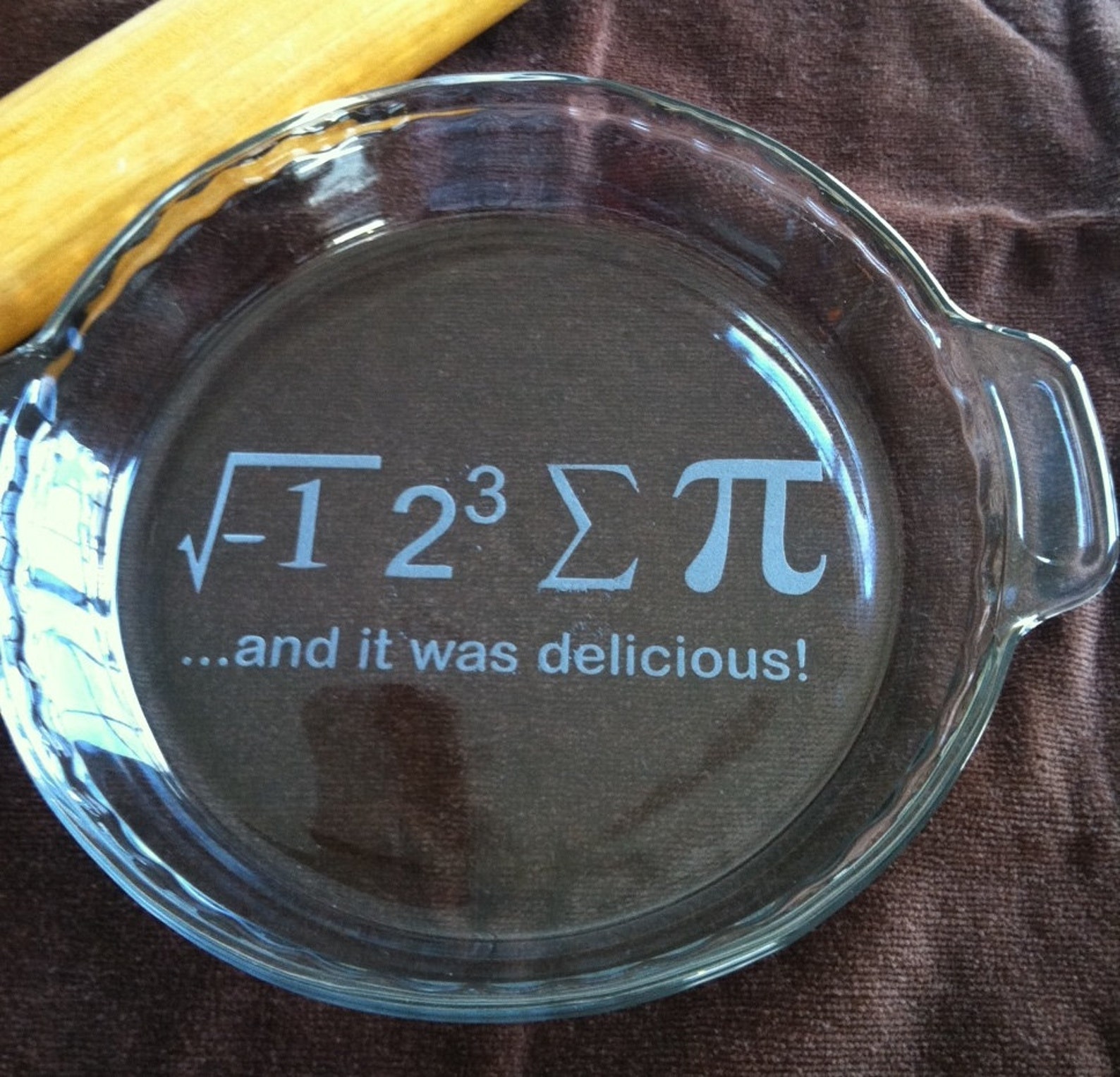 Etched Glass Pie Plate I Ate Sum Pie and It Was Delicious Math Etsy