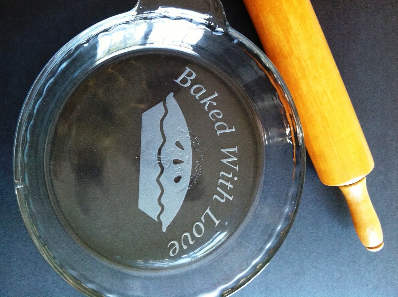 Etched Glass Pie Plate Baked with Love Anchor Hocking Pie Etsy