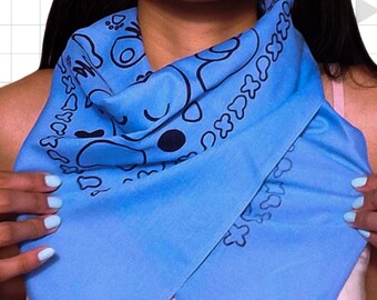 Pastel Light Baby Blue Soft Cotton Bandana | Mens Women Adult  Handmade Bandana Headband | Cute Dog Bandana, Cat Scarf | Blue Cat Collar